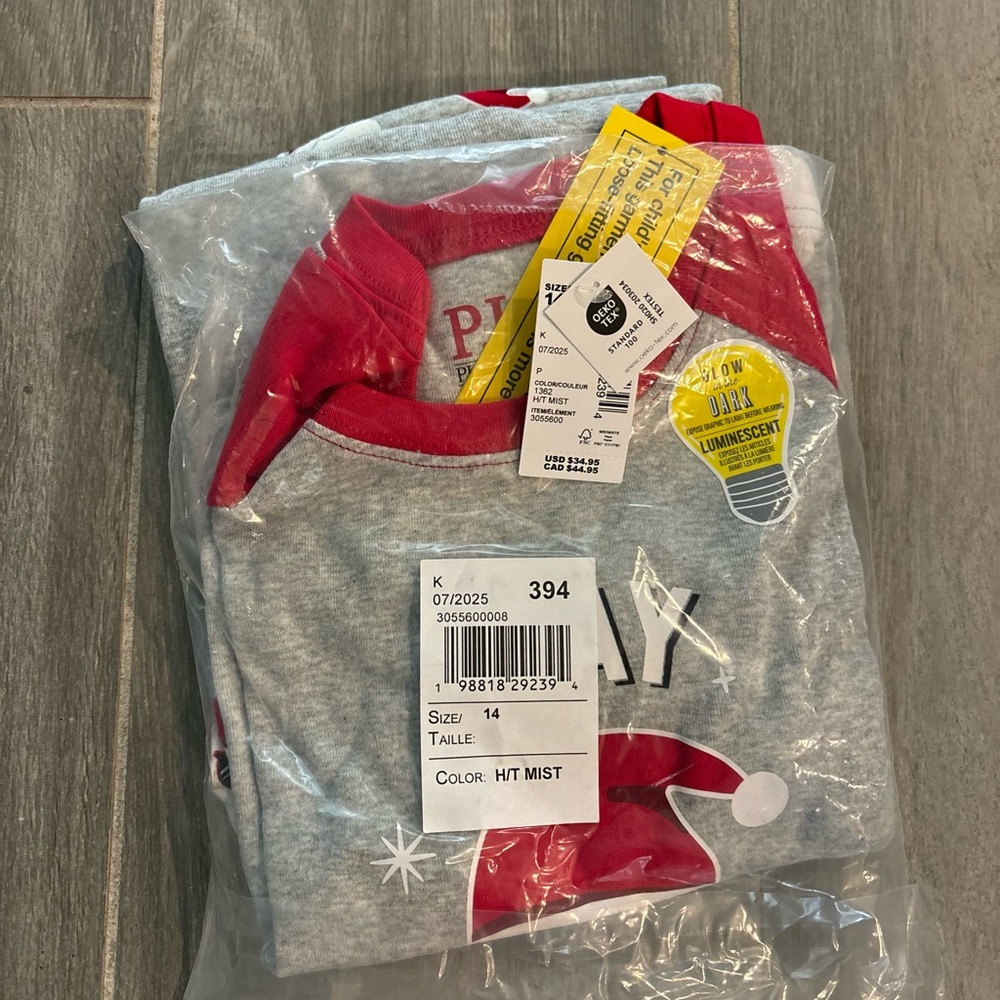 Gray and Red Santa Pajama Set- Brand New in Packaging